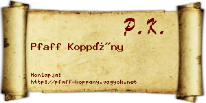 Pfaff Koppány névjegykártya